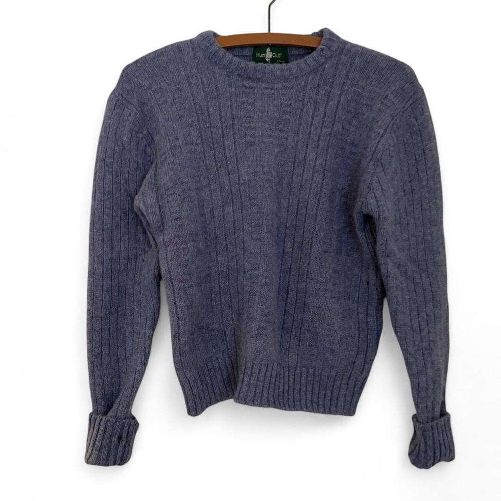 Hunt Club Women's Small Blue Wool Felted Ribbed Crewneck Sweater Project Piece